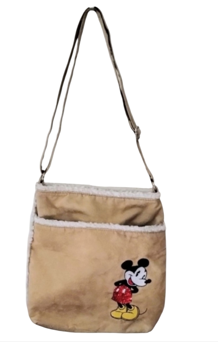 Disney Mickey Mouse Beige Faux-Shearling Shoulder Bag
